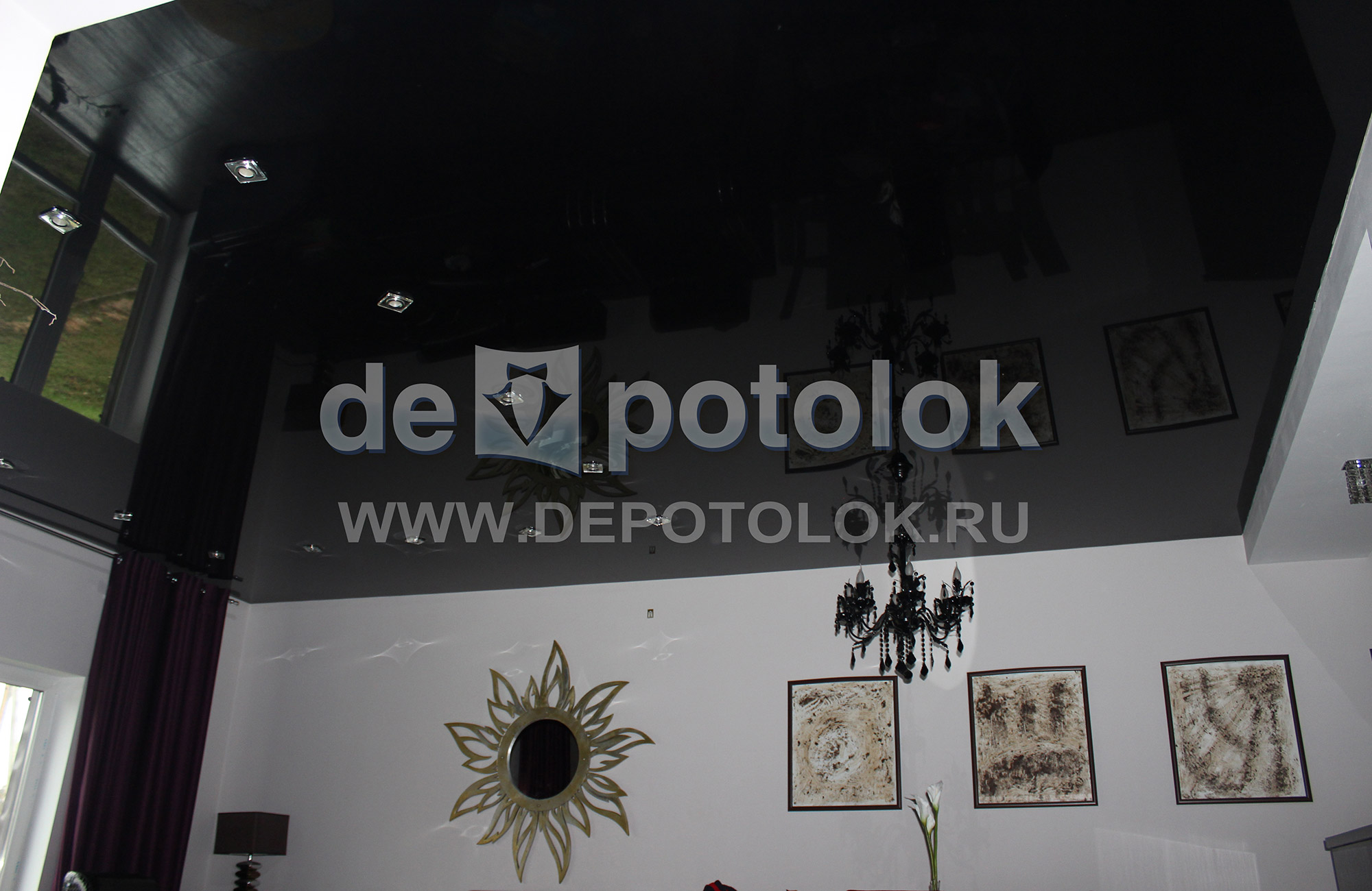 Глянцевые натяжные потолки. Световые линии, теневой профиль, парящий эффект